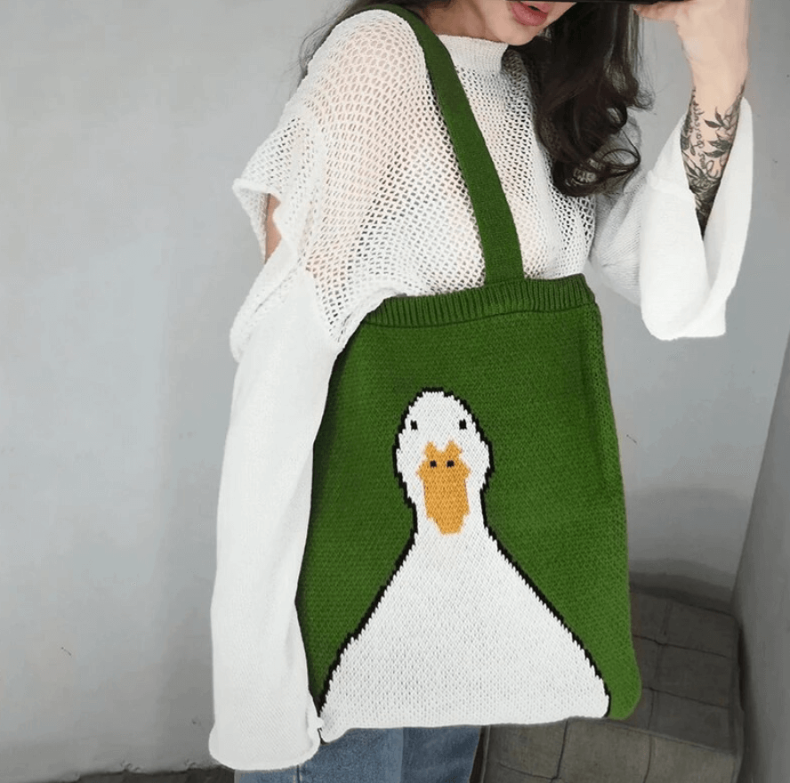 3 different styles knit bags, Shoulder tote duck & cat knit bags
