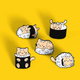 Sushi Cat Lovers 5 Set Pins