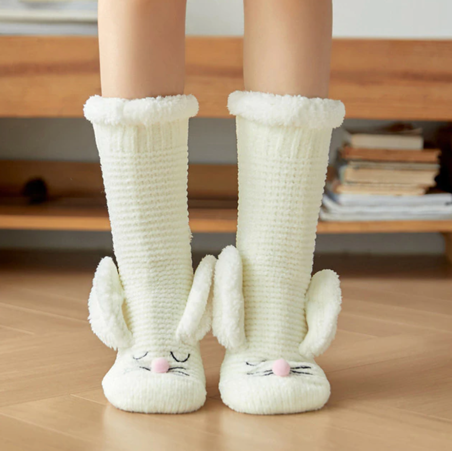 Soft Bunny Embroidery Fluffy Socks