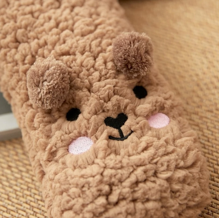 Soft Bear Embroidery Fluffy Socks