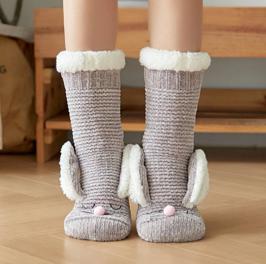 Soft Bunny Embroidery Fluffy Socks