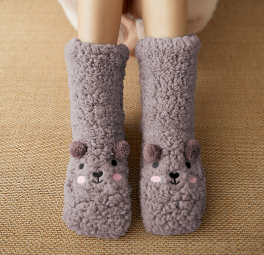 Translation missing: en.Soft Bear Embroidery Fluffy Socks