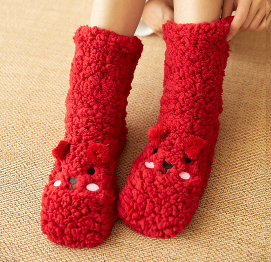 Translation missing: en.Soft Bear Embroidery Fluffy Socks