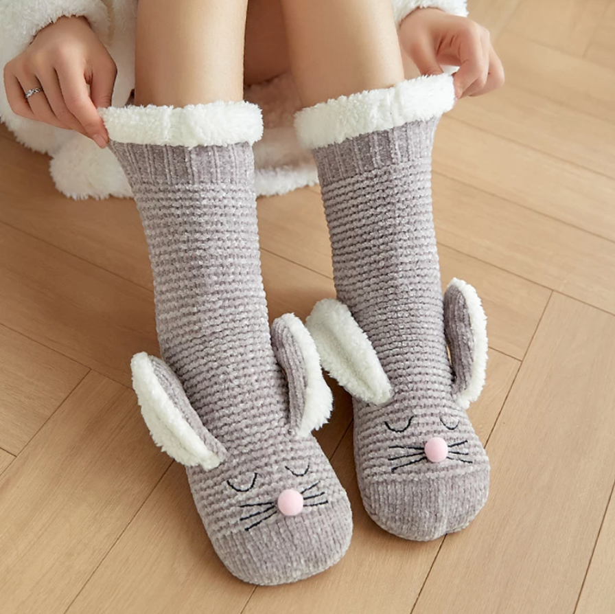 Soft Bunny Embroidery Fluffy Socks