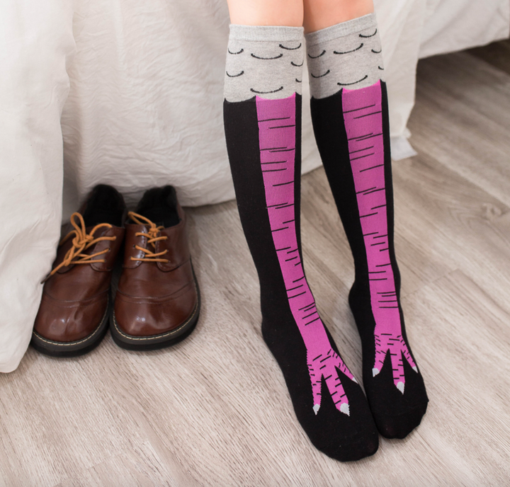 Funny Socks, Chicken Feet Socks, Chicken Print Toe Socks, Thigh Socks