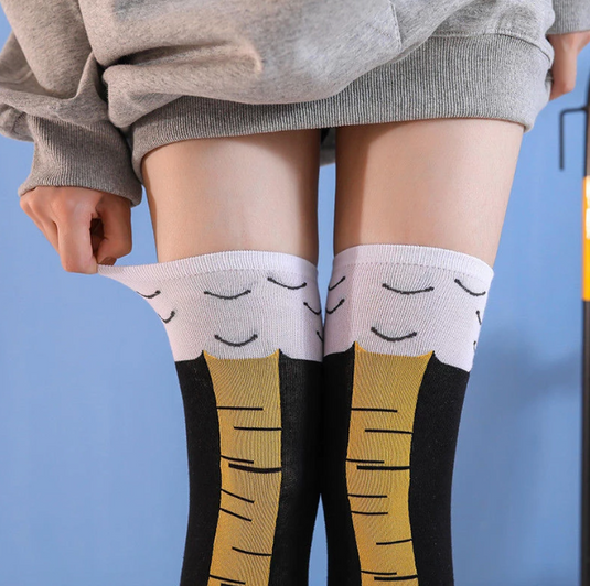 Translation missing: en.Funny Socks, Chicken Feet Socks, Chicken Print Toe Socks, Thigh Socks