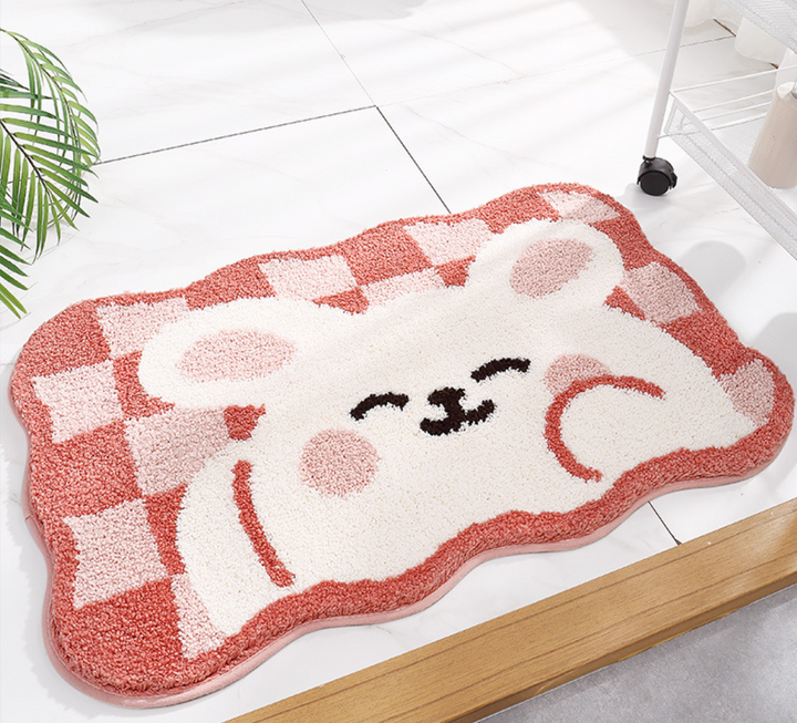 Adorable White Bunny Bath Mat