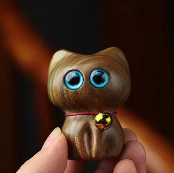 Small Wooden Cat Figurines 6 Styles