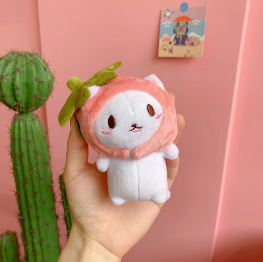 Kawaii Strawberry and Taiyaki Cat Keychain Plush