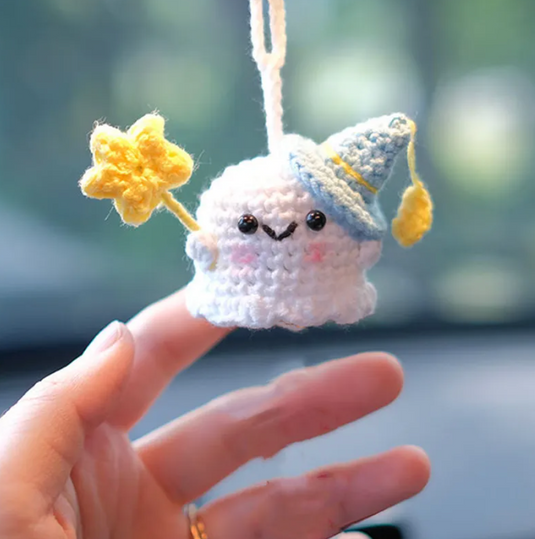 Translation missing: en.Handmade Halloween Car Accessory, Hanging Crochet Ghost