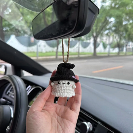 Translation missing: en.Handmade Halloween Car Accessory, Hanging Crochet Ghost