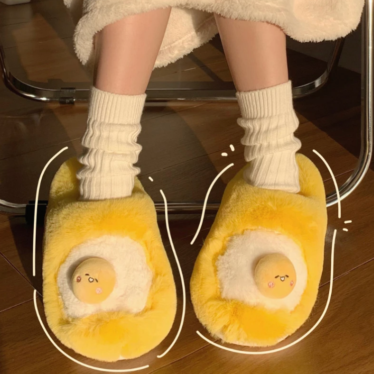 Kawaii Korean Egg Winter Warm Slippers