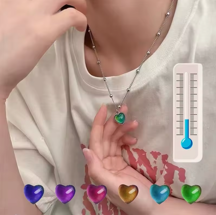 CHANGING COLOR BY TEMPERATURE HEART NECKLACE