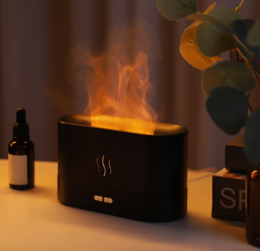 Modern Flame Effect Humidifier LED Lamp Fire Aroma Diffuser Decorative Night Light