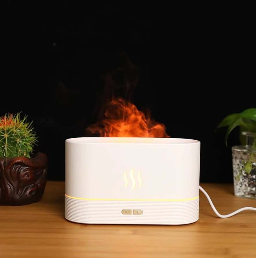 Modern Flame Effect Humidifier LED Lamp Fire Aroma Diffuser Decorative Night Light
