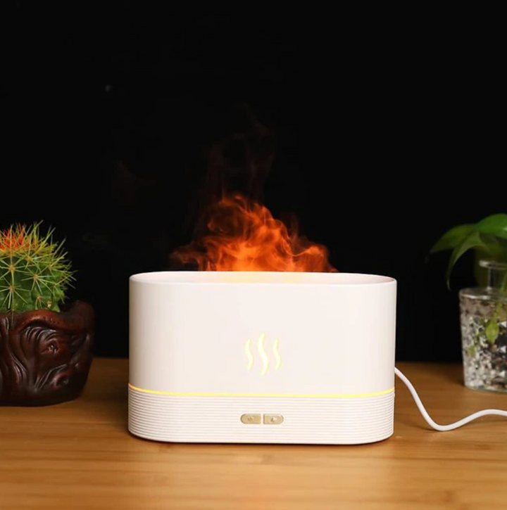 Modern Flame Effect Humidifier LED Lamp Fire Aroma Diffuser Decorative Night Light