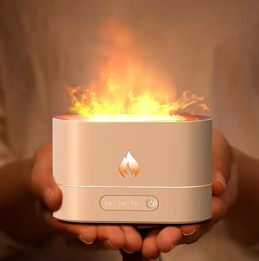 Modern Flame Effect Humidifier LED Lamp Fire Aroma Diffuser Decorative Night Light