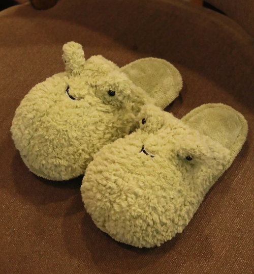 Fuzzy Froggy Slippers - Kawaii Frog Winter Warm Slippers