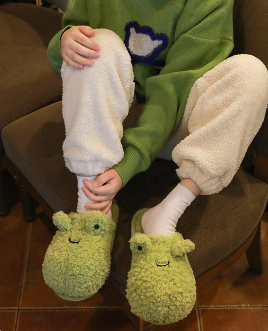 Translation missing: en.Fuzzy Froggy Slippers - Kawaii Frog Winter Warm Slippers