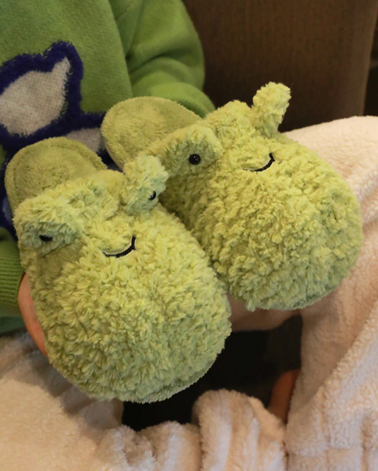 Translation missing: en.Fuzzy Froggy Slippers - Kawaii Frog Winter Warm Slippers