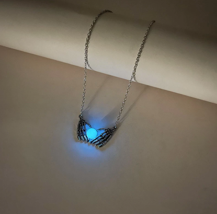 "Forever Love" Skull Hands Glow Necklace