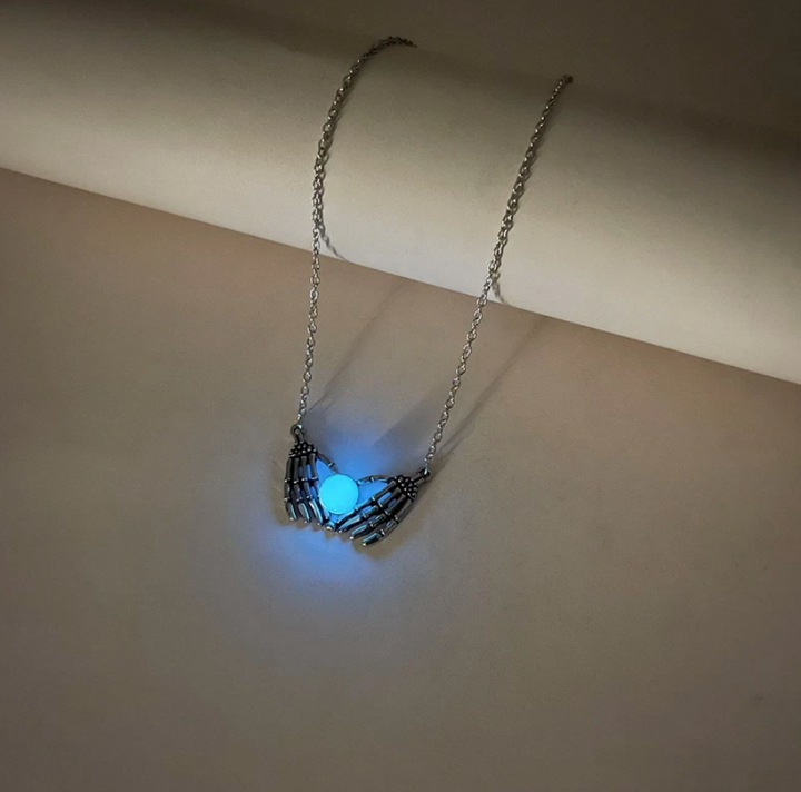 "Forever Love" Skull Hands Glow Necklace