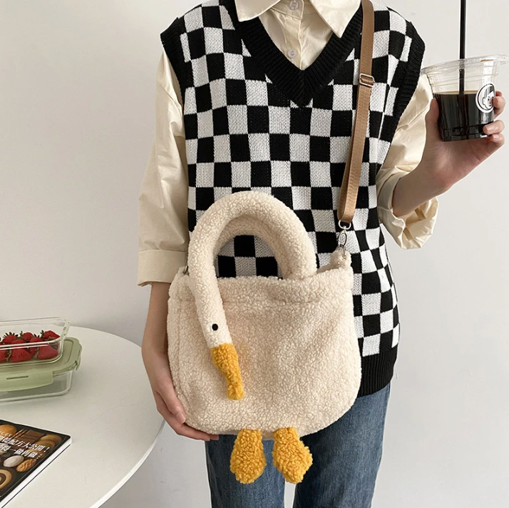 Crossbody/Top Handle Fuzzy Goose Bag