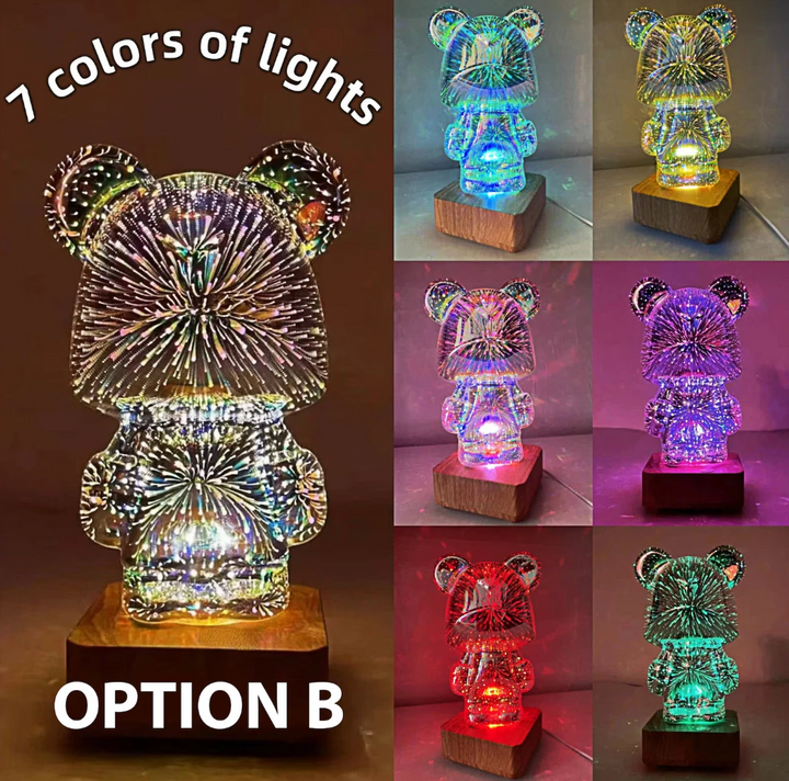 3D Fireworks Bear Glass Led Lamp