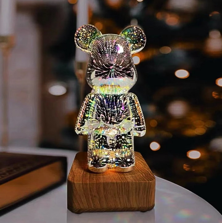 3D Fireworks Bear Glass Led Lamp