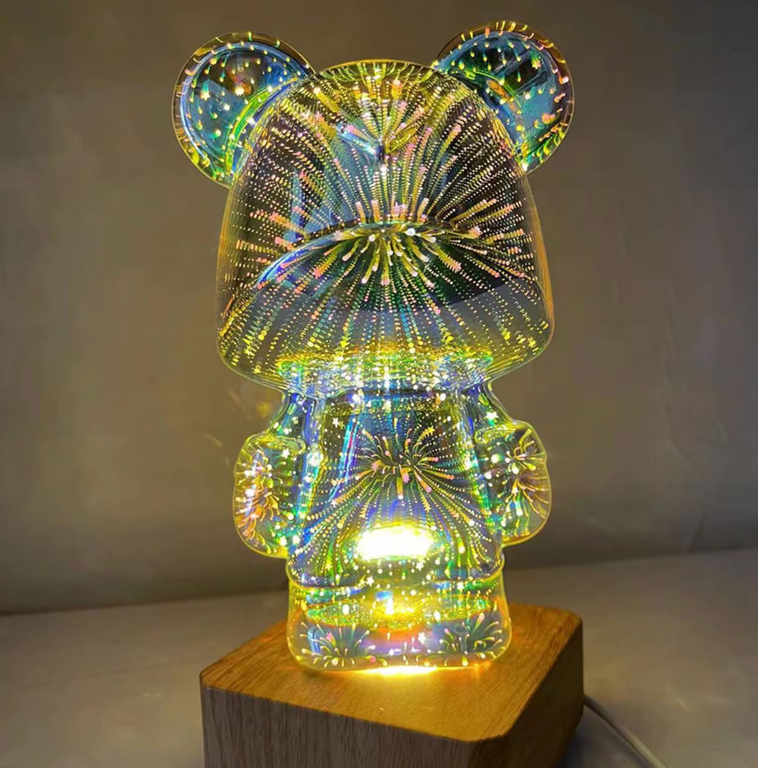 3D Fireworks Bear Glass Led Lamp
