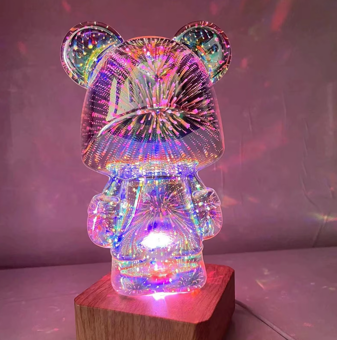 3D Fireworks Bear Glass Led Lamp