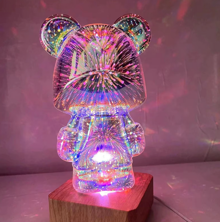 3D Fireworks Bear Glass Led Lamp