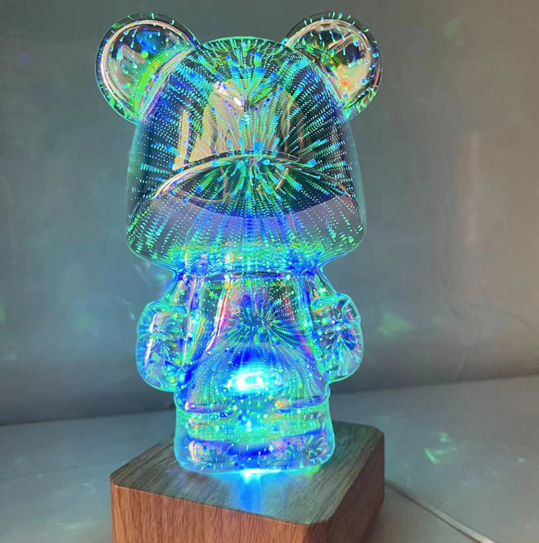 3D Fireworks Bear Glass Led Lamp