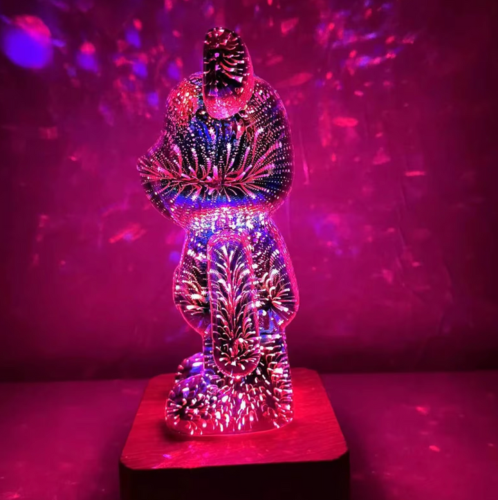 3D Fireworks Bear Glass Led Lamp