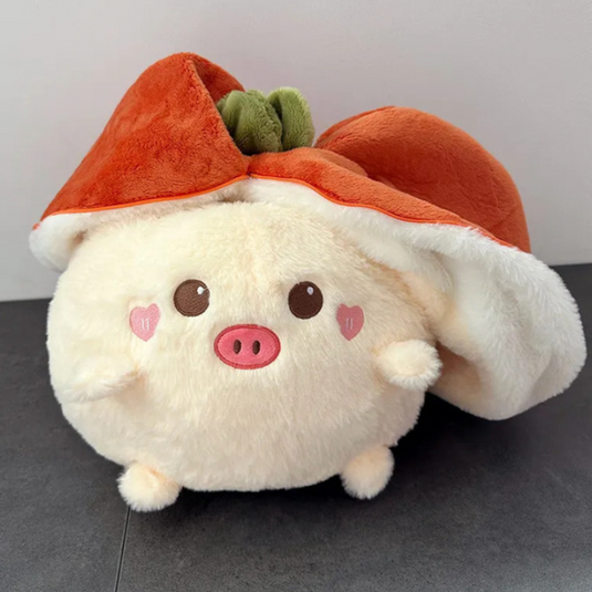 Translation missing: en.Reversible Persimmon Bunny and Pig Plushies
