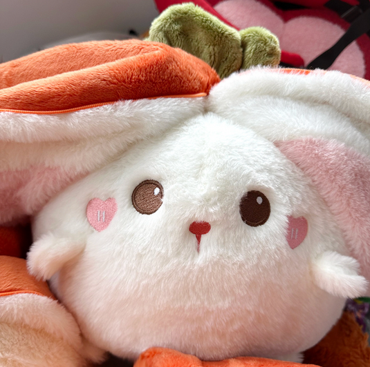 Translation missing: en.Reversible Persimmon Bunny and Pig Plushies