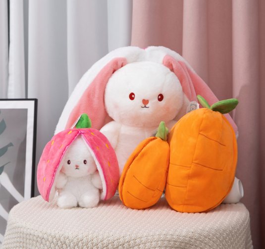 Translation missing: en.Reversible Carrot Strawberry Bunny Plushies