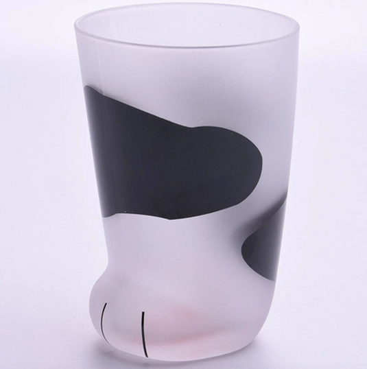Translation missing: en.10oz Cat Paw Shaped Personalized Drinking Glass 1pc - Frosted Kawaii Kitten Foot Cup with Toe Beans