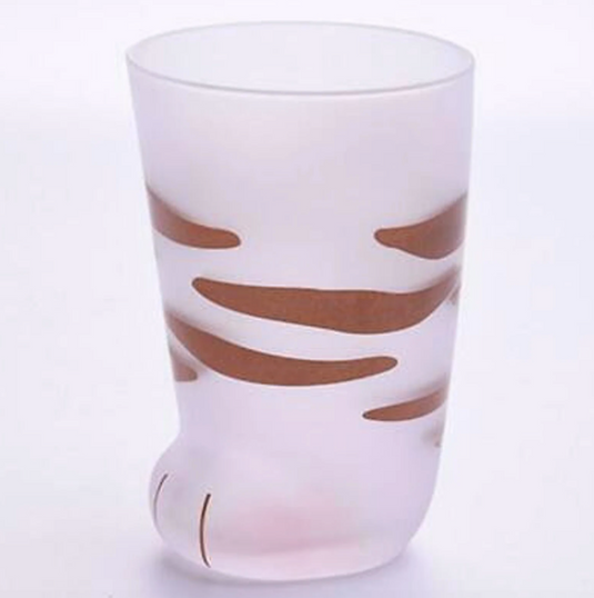 Translation missing: en.10oz Cat Paw Shaped Personalized Drinking Glass 1pc - Frosted Kawaii Kitten Foot Cup with Toe Beans