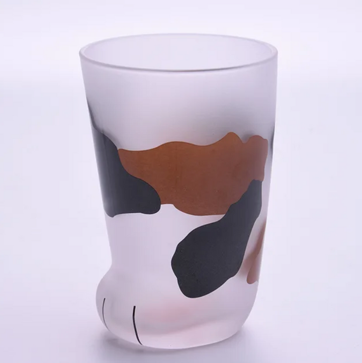 10oz Cat Paw Shaped Personalized Drinking Glass 1pc - Frosted Kawaii Kitten Foot Cup with Toe Beans