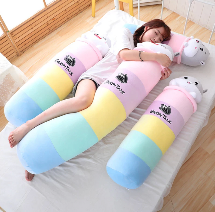 KAWAII PASTEL RAINBOW CUTE HAMSTER LONG PLUSH PILLOW