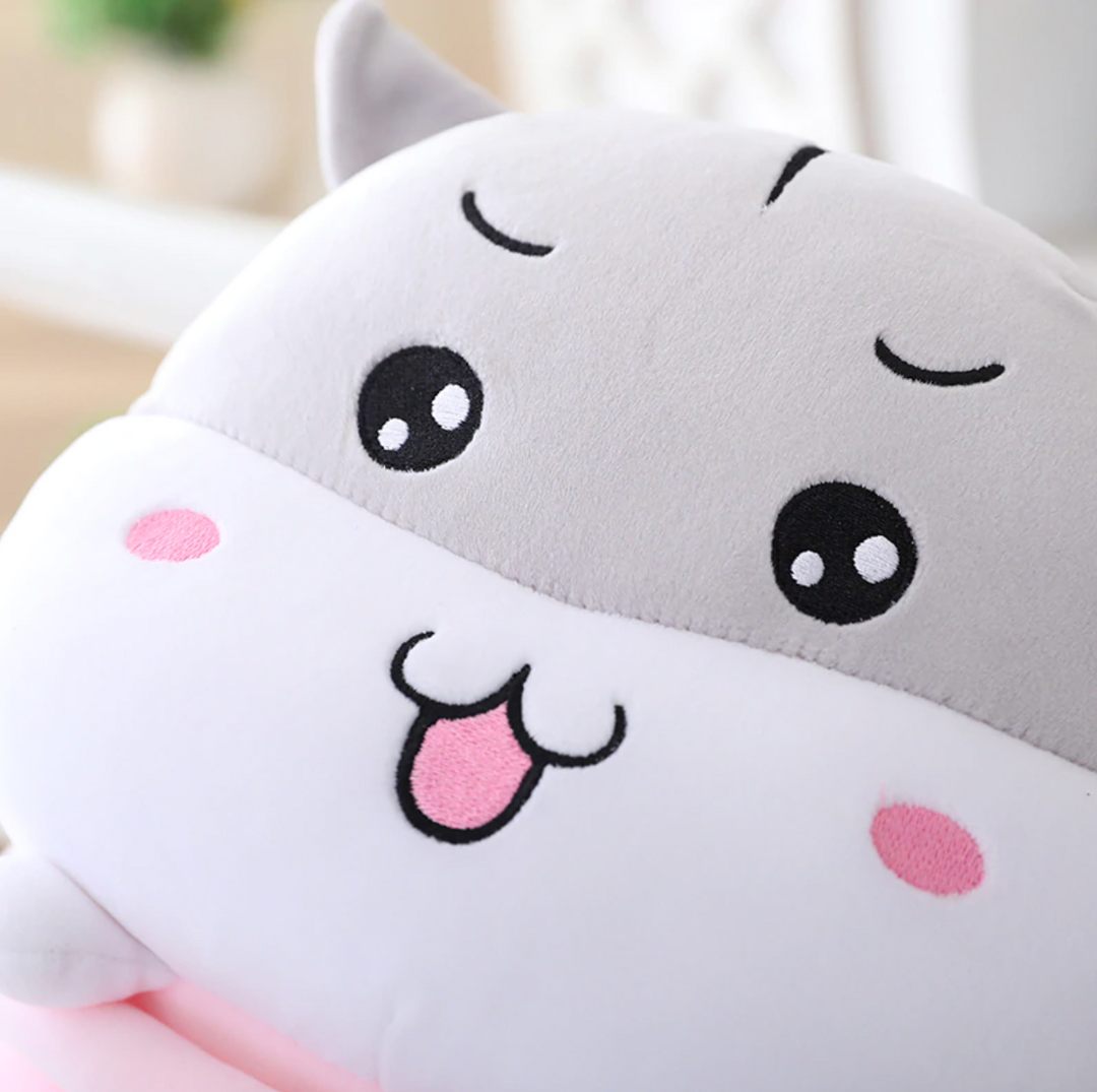 KAWAII PASTEL RAINBOW CUTE HAMSTER LONG PLUSH PILLOW