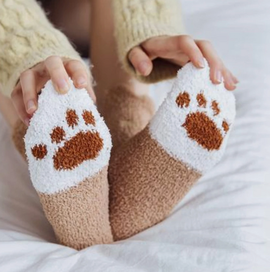 Translation missing: en.Kawaii Cat Paw Fuzzy Socks, Animal Paw Pattern, Bed Socks, Warm &amp; Soft