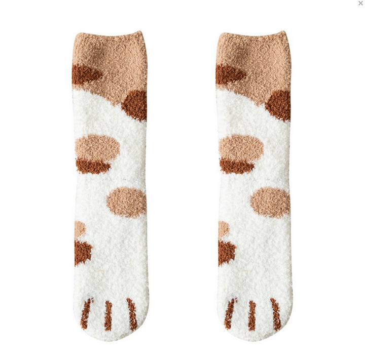 Kawaii Cat Paw Fuzzy Socks, Animal Paw Pattern, Bed Socks, Warm & Soft