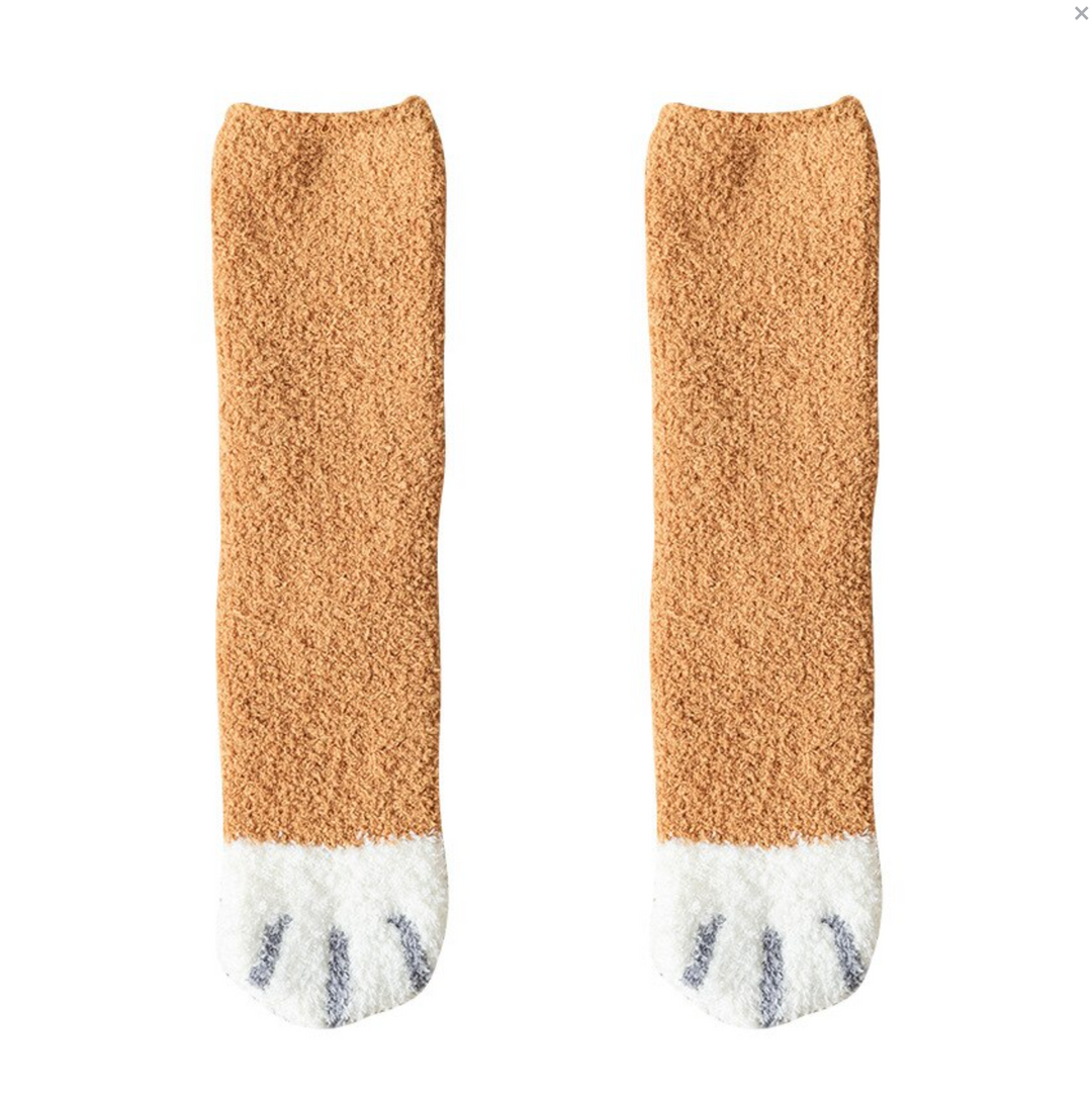 Kawaii Cat Paw Fuzzy Socks, Animal Paw Pattern, Bed Socks, Warm & Soft
