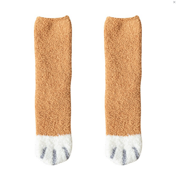 Kawaii Cat Paw Fuzzy Socks, Animal Paw Pattern, Bed Socks, Warm & Soft