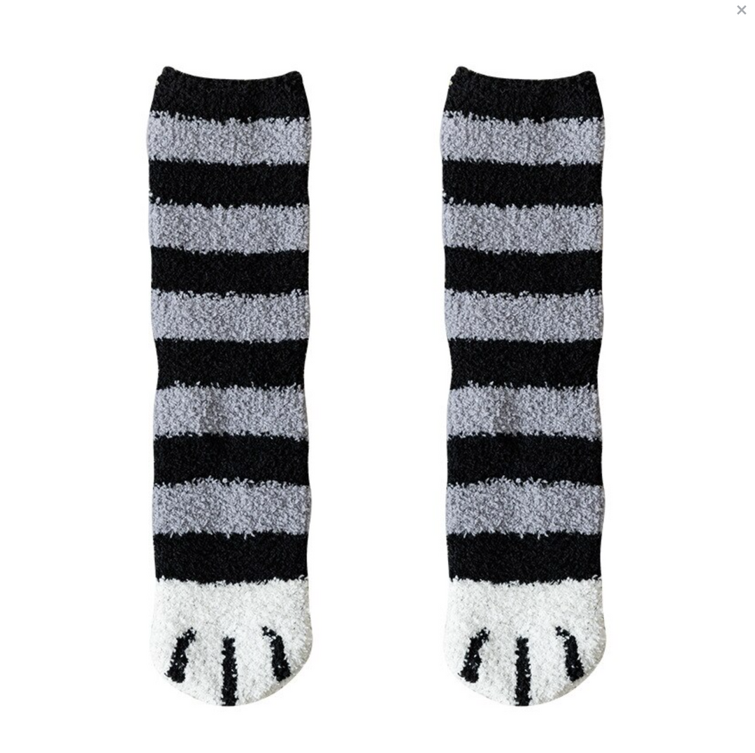 Kawaii Cat Paw Fuzzy Socks, Animal Paw Pattern, Bed Socks, Warm & Soft