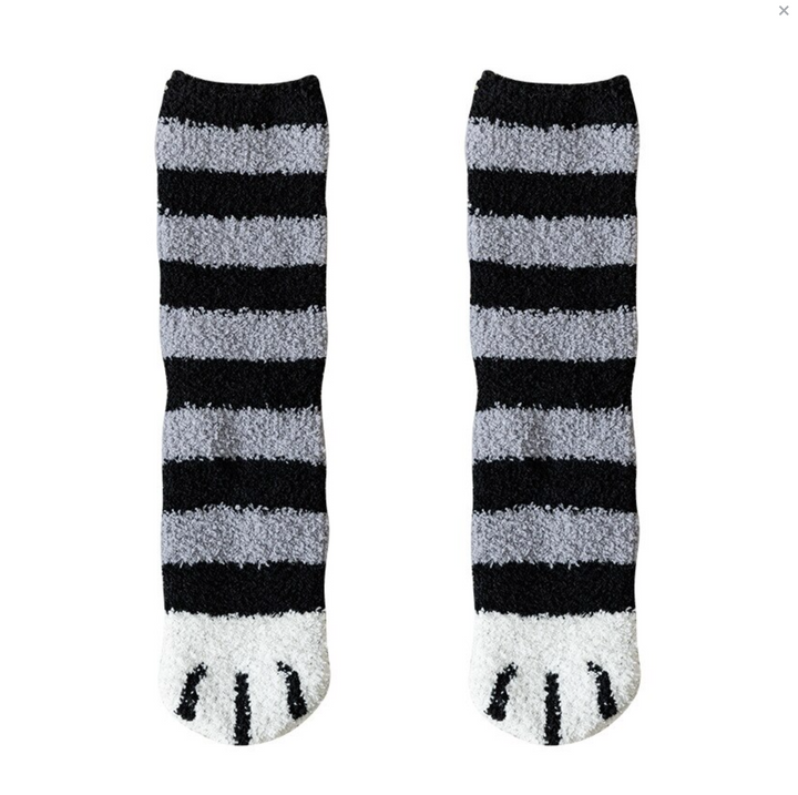 Kawaii Cat Paw Fuzzy Socks, Animal Paw Pattern, Bed Socks, Warm & Soft