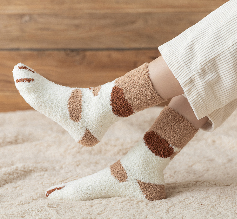 Kawaii Cat Paw Fuzzy Socks, Animal Paw Pattern, Bed Socks, Warm & Soft