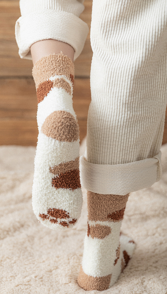 Translation missing: en.Kawaii Cat Paw Fuzzy Socks, Animal Paw Pattern, Bed Socks, Warm &amp; Soft